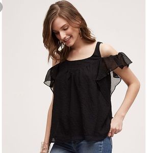 Anthropologie Black Ruffle Blouse